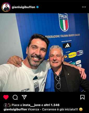 Buffon con Baggio a Coverciano