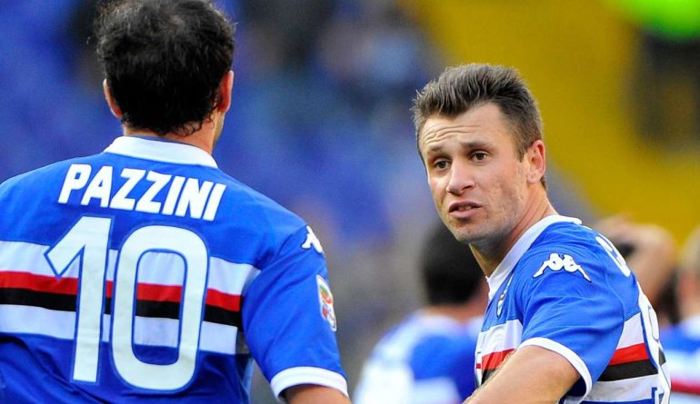 Cassano e Pazzini con la maglia della Sampdoria