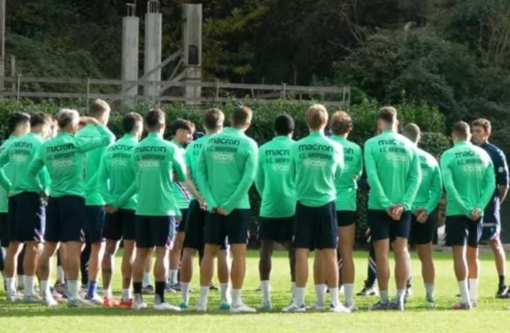 La Sampdoria durante una sessione di allenamento